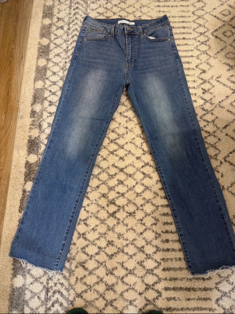 Altar'd State Women's Straight Leg Blue Denim Jeans
